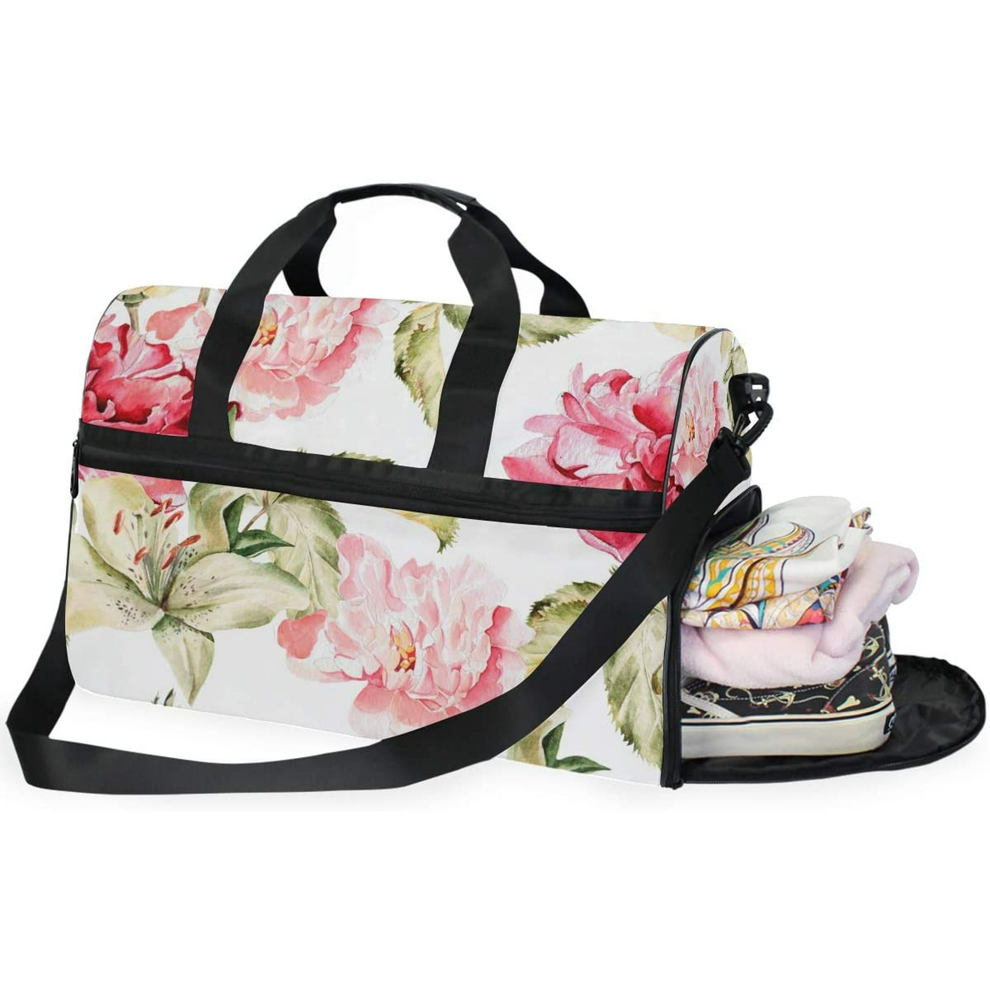 Flowers Travel Duffel Bag Sports Gym Bag With Shoes Compartment Large Capacity Lightweight Duffle Bag For Men Women Flowers Travel Duffel Bag Sports Gym Bag With Shoes Compartment Large Capacity Lightweight Duffle Bag For Men Women
